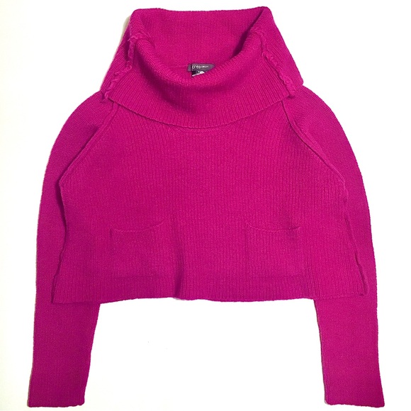 Crea Concept Cowl Neck Sweater Wool Pullover Cropped Boxy Crop Magenta Pink 40 - Picture 1 of 16